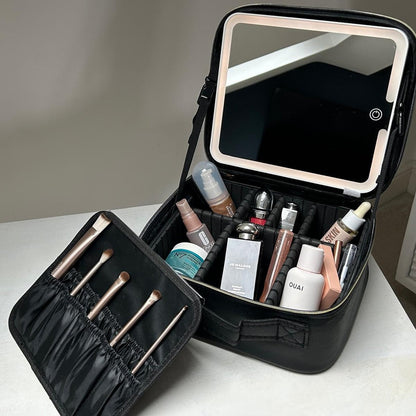 Cosmetic Bag for Women with Mirror Light Travel Portable Storage Bag Lipstick Skin Care Product Storage Box Style