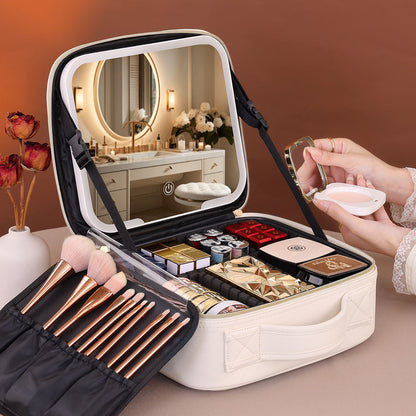 Cosmetic Bag for Women with Mirror Light Travel Portable Storage Bag Lipstick Skin Care Product Storage Box Style