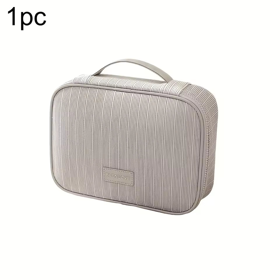 Large Capacity Makeup Organizer Travel Corduroy Cosmetic Storage Bag Lipstick Travel Toiletry Square Makeup Bag with Zipper